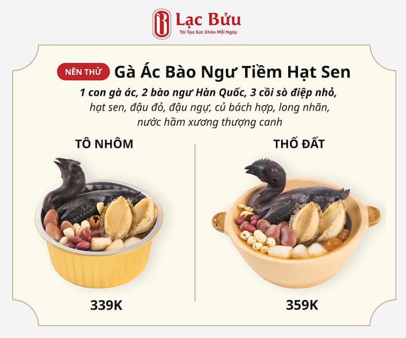 Gà Ác Bào Ngư Tiềm Hạt Sen